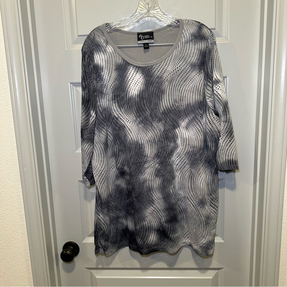 AD Added Dimensions for Catherine’s Grey Knit Scoop Neck Short Sleeve Top 1X - Picture 1 of 8